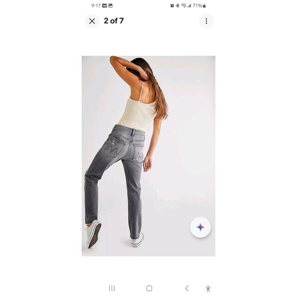 Mother The Scrapper Cuff Ankle Fray Jeans In Unstitched In The Dark 25 - Picture 2 of 11